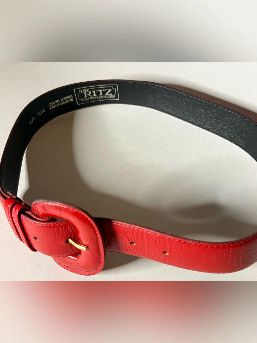 Vintage Leather Red Waist Belt - Women's Accessory